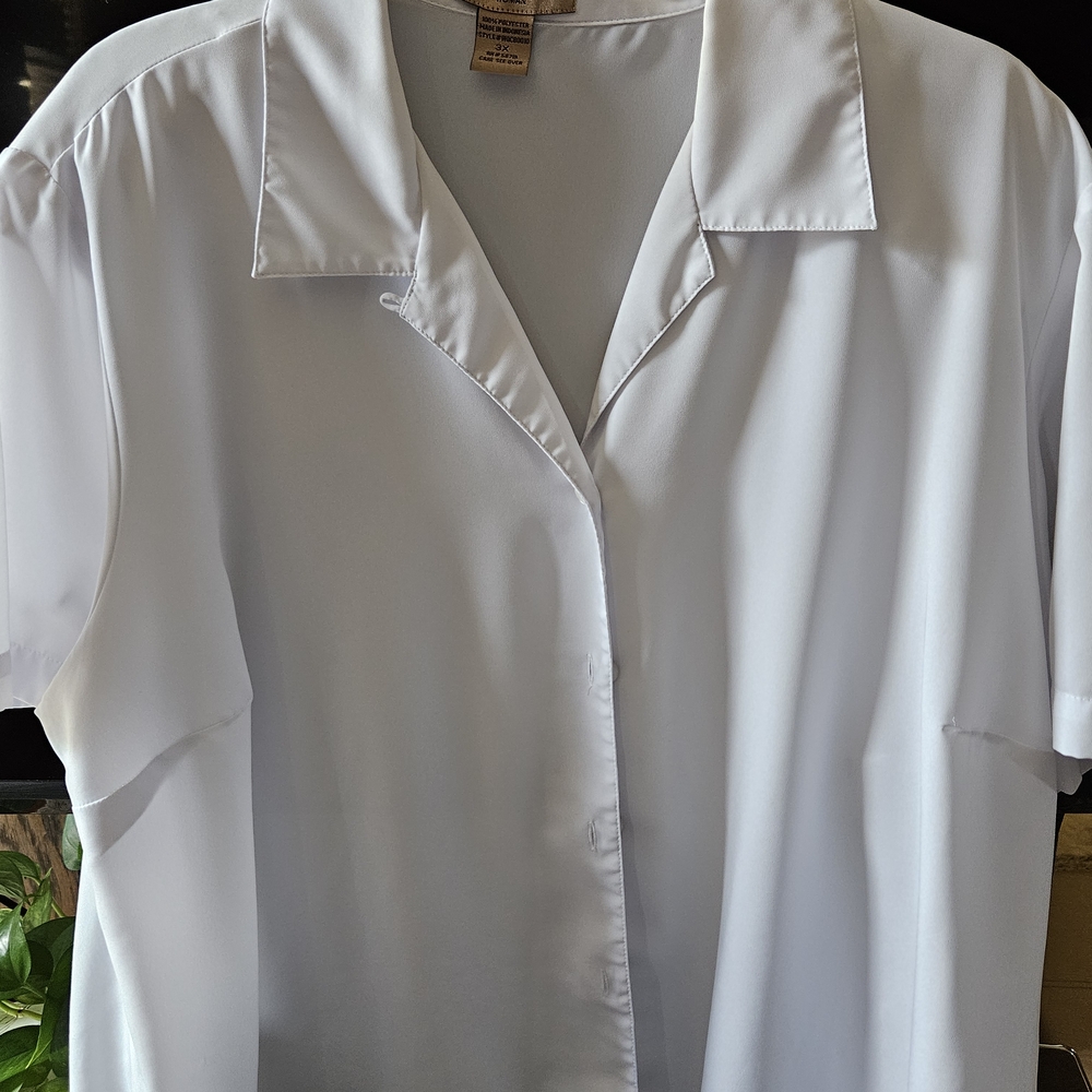 Notations White Polyester Button Down Shirt
